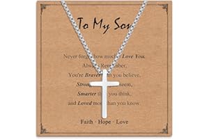 Twutqel Cross Necklace for Men Boys, Adjustable Silver/Black Stainless steel Cross Chain, 16th 18th Birthday Baptism Christmas Gifts for Son Grandson Nephew Brother Cousin Age 6-21