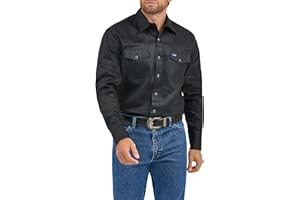 Wrangler Koszula Mężczyźni Koszula robocza z długim rękawem kowbojski krój zachodni z długim rękawem zatrzaskowe mocne wykończenie (1 w zestawie)