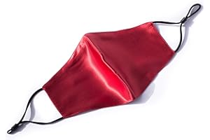 HABAC STUDIO - 100% Mulberry Silk Face Mask Face Masks Washable UK Reusable Face Mask, Black Mens Silk Mask Silk Face Covering for Women 4 Layers Pocket Filter 3x FREE PM 2.5 Filters (Red)