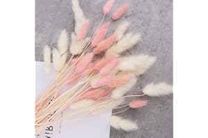 HILEYU 50 Pcs 17.7 Inches Lagurus Bunny Tails Pampas Grass Decor White Pink Artificial Rabbit Tails Dried Flowers Bouquet for Home Decor Boho Decor Table Decoration Room Bedroom Decor