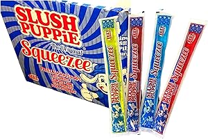 SYNC'T Slush Puppie Freeze Pop - The Original Squeeze Freezalicious Ice Pop Lolly - Red Cherry, Lemon& Lime, Strawberry and Blue Raspberry Ice Lollies 15 X (10 x 60msl) - Vegetarian, Vegan and Gluten Free