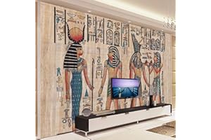 Msrahves Adesivo da Parete 3D Egitto religione dipinto a mano arte Fotomurali in Murale alla moda Decorazione da Muro XXL Poster Gigante Design Carta per pareti Carta da parati 3D Wall Sticker Adesivi