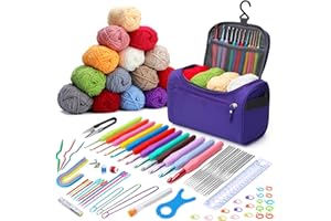 Deudy 82 Pezzi Kit Uncinetto Principianti, Kit per Uncinetto per Principianti Adulti, Kit Principianti con Filato e Uncinetti Ergonomici, Kit Uncinetto Professionale Completo per Adulti