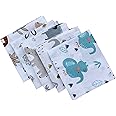 Trance Home Linen Super Soft 100% Cotton Thin Malmal Face Towels | Reusable Hygiene Wash Cloth | Napkin For New Babies | Soft Hankies For Children (Small 40 X 40 Cm, Baby Pug - Pack Of 5 Pcs), 200 Tc