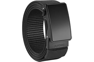 JUKMO Men's 1.5" Nylon Ratchet Belt, Casual Web Click Belt with Slide Buckle for Jeans, No Holes Adjustable Trim to Fit