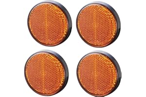 AGRISHOP 4Piezas Catadioptrico Moto Homologado E4 Redondo Amarillo Naranja Pegado Adhesivo,Catadrioptico Caravana Φ60mm,Reflectante Reflectores para Bicicleta Coche Remolque (Redondo-Amarillo-4Piezas)