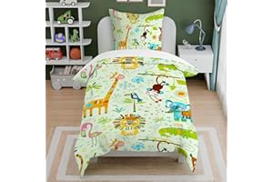 ‎CINYE CINYE Bettbezug FüR Kinder 140×200 cm Bedruckt FüR Kinder Dschungeltiere Safari Bettbezug FüR Jugendliche Jungen Und MäDchen BettwäSche 140×200 cm Und 65×65 cm Kissenbezug