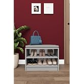 ASRA TREND K&uuml;l Gri PUF02 Puflu Ayakkabılık Oturma Bankı 60 cm%100 MDFLAM