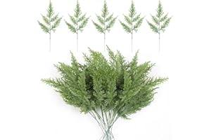 STEEIRO 60 PCS Artificial Pine Branches 12.6 Inch Artificial Green Cedar Sprigs Faux Leaves Pine Stems Picks for Christmas Garland Wreath DIY Crafts Home Decor