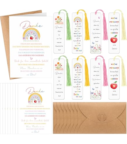 Danke Lesezeichen Set Für Lehrer - Metall Lesezeichen Mit Inspirierenden Sprüchen