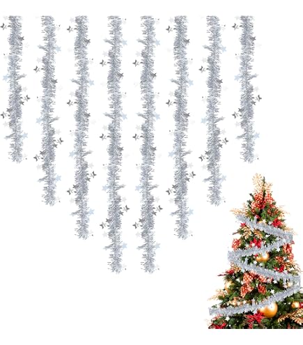 Weihnachtsgirlande Lametta – 5x2m In Rot, Silber, Gold – Festliche Deko Für Baum, Treppe & Kamin