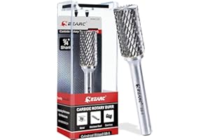 EZARC Set di frese rotanti in carburo di tungsteno con gambo da 1/4", SB-5 Taglierina rotante a forma di albero a forma di albero per smerigliatrice per lavorazione dei metalli in acciaio, lucidatura