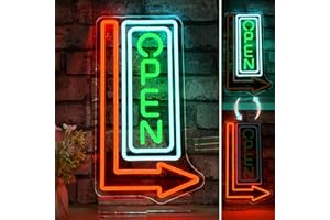 VYXIN Open Neon Shield Neon Sign,Open Schild LED,Wanddekoration für Bar Restaurants Cart Themenrestaurant Cafés Shop Store Club Home Pub Hotel library Salon Eventi E Fiere