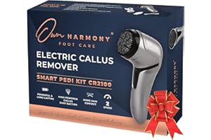 Own Harmony Electric Hard Skin Remover with Vacuum Absorption - Professional Pedicure Tools for Pedi Callus Foot Care - 3 Rollers Electronic Feet File CR2100 - Best for Dry, Cracked Heels (USB Cord)