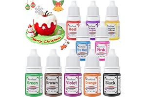 KICOFOOD Food Colouring Set - 10 Colours Food Colouring Liquid, Food Grade Food Dye, Concentrated Slime Colouring for Baking, Fondant, Decorating, Cooking, Slime Making DIY Supplies Kit - 6ml
