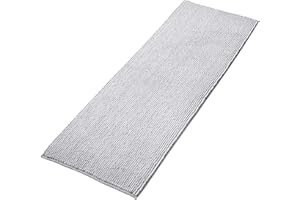 ‎DECOMIRA Decomira Badematte rutschfest | Als Badteppich Set kombinierbar | Badezimmer-Teppich Bad-Vorleger waschbar aus Chenille | Duschvorleger für Dusche, Badewannen, WC Deko | Grau - 50x150 cm