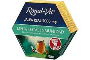 Dielisa, Royal Vit, Jalea Real 2000mg Mega Total Inmunidad, con 2000mg de Jalea Real, Reishi, Própolis y Equinácea que ayuda a las defensas naturales del organismo, Formato mensual - 30 viales