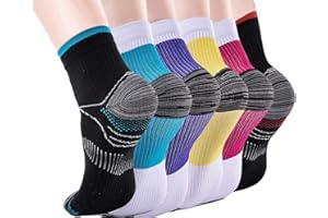 WOEITA Compression Socks for Women & Men-Upgraded Sport Plantar Fasciitis Arch Support- Low Cut Compression Foot Socks Best for Athletic Sports, Running, Medical, Travel, Pregnancy (6 Pairs)