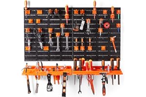 VonHaus Garage Tool Storage with Shelf & Pegboard For Multiple Tools, Garden Tool Rack for Easy Access to 50+ Tools and Accessories, Tool Board For All You Need For Gardening & DIY
