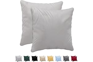 ‎TWINZEN Kissenbezug 40x40 aus 100% Baumwoll-Jersey (2er Set) 150 g/qm - Hellgrau - Mit Reißverschluss - Twinzen Kissenbezüge 40 x 40 cm - Kissenhülle Öko Tex Zertifiziert - Ultra weich und atmungsaktiv