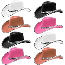 SLXLYH Lot De 12 Chapeaux De Cowgirls Tendance Pour Mariée, Festival De Musique, Chapeau De Mariage, Chapeau De Voyage, Accessoire De Tête, Rose, S-4XL