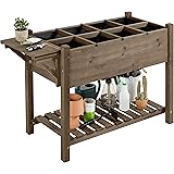 Yaheetech Fioriera/Aiuola Rialzata Orto Balcone da Esterno Giardino Alta in Legno Naturale Lettino per Piante Giardino con Ri