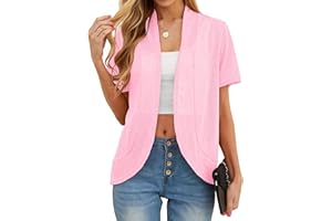 QIXING Sommer Damen Leichte Kurzarm Strickjacke Strickjacke für Damen Atmungsaktiv und Sonnenschutz Frühling Herbst Cardigan Damen