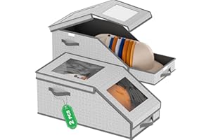 VERONLY Hat Organizer for Baseball Caps, Stackable & Pull-out Baseball Hat Storage Box with Sturdy Cardboard, Space-Saving Ball Cap Storage for Closet, Bedroom, Entryway, Holds up to 30 Caps, 2 Pack