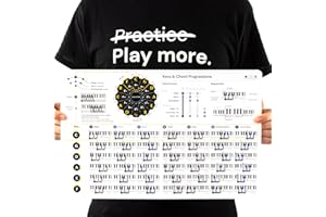 NOISY CLAN Tableau d'accords de piano – Feuille de triche en carte plastifiée – Outil d'apprentissage de la musique pour la rentrée scolaire – S'adapte à votre dossier de musique – Grands diagrammes pour