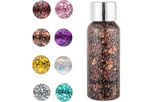 AUBEIFOU Glitter Body Gel Mermaid Pailletten Glitter Liquid Lidschatten Body Lotion Glitzer Flüssiger Lidschatten für Gesicht Haare Lippen Nagel Festival Party Dekoration Long Lasting Sparkling (30g Braun)
