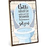 Toilette Tatort Holzschild Vintage | Lustiger WC Spruch Deko