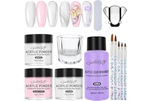 SPTHTHHPY Kit Vernis à Ongles Complet, 3Pcs Poudre Acrylique pour Ongles et 40ML Professionnel Liquide Acrylique + accessoires, Convient Aux Débutants et Aux Professionnels