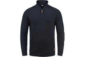 !Solid SDXenox Herren Strickpullover Troyer Grobstrick Pullover mit Stehkragen