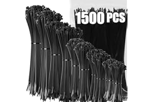 XINGO 1500 Piezas Bridas Plastico, Bridas Negras 100/150/200/250/300mm, Presillas Plastico Resistente a Temperatura, Perfectos para el hogar, la oficina, el jardín y el taller