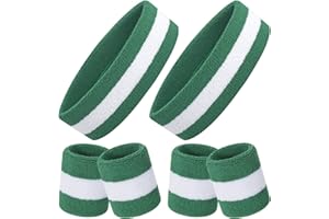 ONUPGO Schweißband-Set, Sport-Stirnband, Armband-Set (6 Stück) Schweißbänder aus Frottee, Schweißband, Stirnband, Feuchtigkeitstransport, Schweißabsorbierendes Stirnband