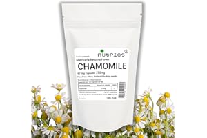 Nutrics® 375mg Chamomile x Pure 90 Vegan Capsules (1 Month Supply) Manzanilla Kamille Matricaire Camomilla- Suitable for Vegan Vegetarian
