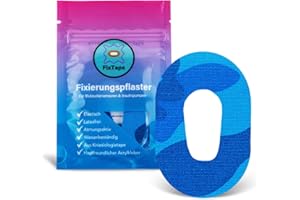 FixTape atmungsaktives Sensor-Tape für Dexcom G6 Glukose-Sensor I selbstklebendes Patch mit Loch I hoher Trage-Komfort hypoallergen hautfreundlich wasserfest in modernen Designs I 7 Stk (Camo Blau)