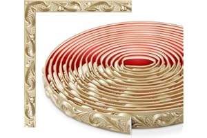 TECDW Modanatura Adesiva Flessibile, Cornice Adesiva per Pareti, boiserie adesiva, Per armadi, pareti, decorazioni per la casa (Champagne Oro-6)