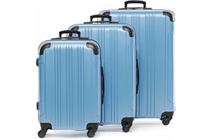 FERGÉ Premium Kofferset 3-teilig: 28", 24" & Handgepäck Koffer in einem Set, sehr robuste Reisekoffer mit 4 sanften Rollen & Schutzecken, Hartschalen-Koffer Set 3-teilig blau