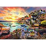 HUADADA 1000 Piece Jigsaw Puzzles for Adults Kids | Harbor Sunset | 27.6"x 19.7" Family Fun Jigsaws Puzzles 1000 Pieces for A