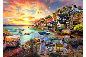 HUADADA 1000 Piece Jigsaw Puzzles for Adults | Harbor Sunset | Family Fun Jigsaws Puzzles 1000 Pieces for Adults Gifts