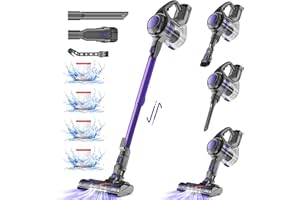 Authmic Akku Staubsauger, Staubsauger Kabellos,40000Pa/50 Min/450W,Kabelloser Staubsauger mit 1,6 Staubbehälter,4 HEPA Filtern,Anti Tangle Bürste,Akkusauger Staubsauger für Teppich,Hartboden,Tierhaare