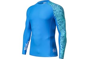 HUGE SPORTS Men's Splice UV Sun Protection UPF 50+ Skins Rash Guard Long Sleeves