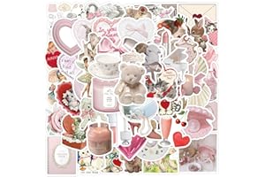 PNGIF Kawaii Aesthetic Sticker 60 Stück Wasserfeste Anime Aufkleber für Laptop Koffer MacBook iPad Motorrad Helm Scrapbook Kühlschrank, Rosa Sticker für Mädchen und Frauen