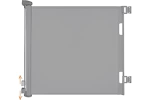iMoebel Türschutzgitter Treppenschutzgitter Ausziehbar Breite 0-140cm Höhe 83cm, Rollgitter Absperrgitter Treppenschutzrollo für Baby Kinder Welpen, Grau