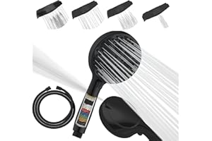 SparkPod Czarna głowica prysznicowa i zestaw węży, wysokociśnieniowa głowica prysznicowa z filtrem i 10 ustawieniami natrysku, luksusowe ręczne głowice prysznicowe o dużej mocy 12,7 cm z dyszami