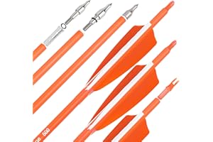 surwolf 31" Flèches de Chasse en Carbone Fluorescent 500 600 Spine avec Plume Naturelle Flèches d'Entraînement pour Tir à l'arc à Poulies/Recurve/Arc Long 6/12pcs