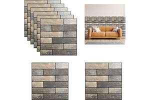 Zfseyuh 10 Pezzi 3D Pannelli Autoadesivi da Parete Muro Adesivo 3D Mattoni 30x30cm Carta da Parati per Soggiorno,Cucina,Bagno,Salone
