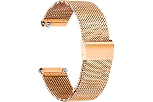 TStrap Bracelet Montre Metal Maille - Noir Dégagement Rapide Bracelets pour Homme Femme - Métallique Mesh Watch Strap Connectée Boucle - 10mm 12mm 14mm 16mm 18mm 20mm 22mm
