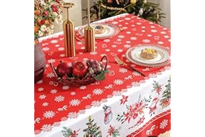 IEVERY Weihnachtstag Tischdecken Fleckschutz Pflegeleicht Abwaschbar Schmutzabweisend Table Cloth für Küche, Esstisch, Couchtisch, Parteien, Abendessen 150x220cm
